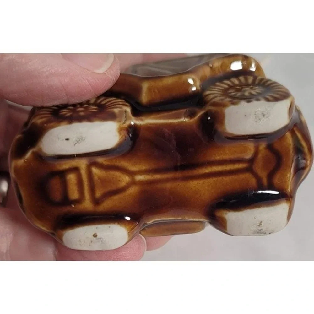 Ceramic Car Toothpick Holder Brown Glazed Retro Novelty Small‎ Kitchen Decor
